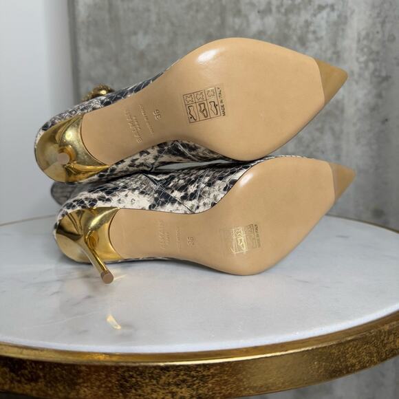 BALMAIN Alma Snake-Effect Leather Ankle Boots - Picture 14 of 17